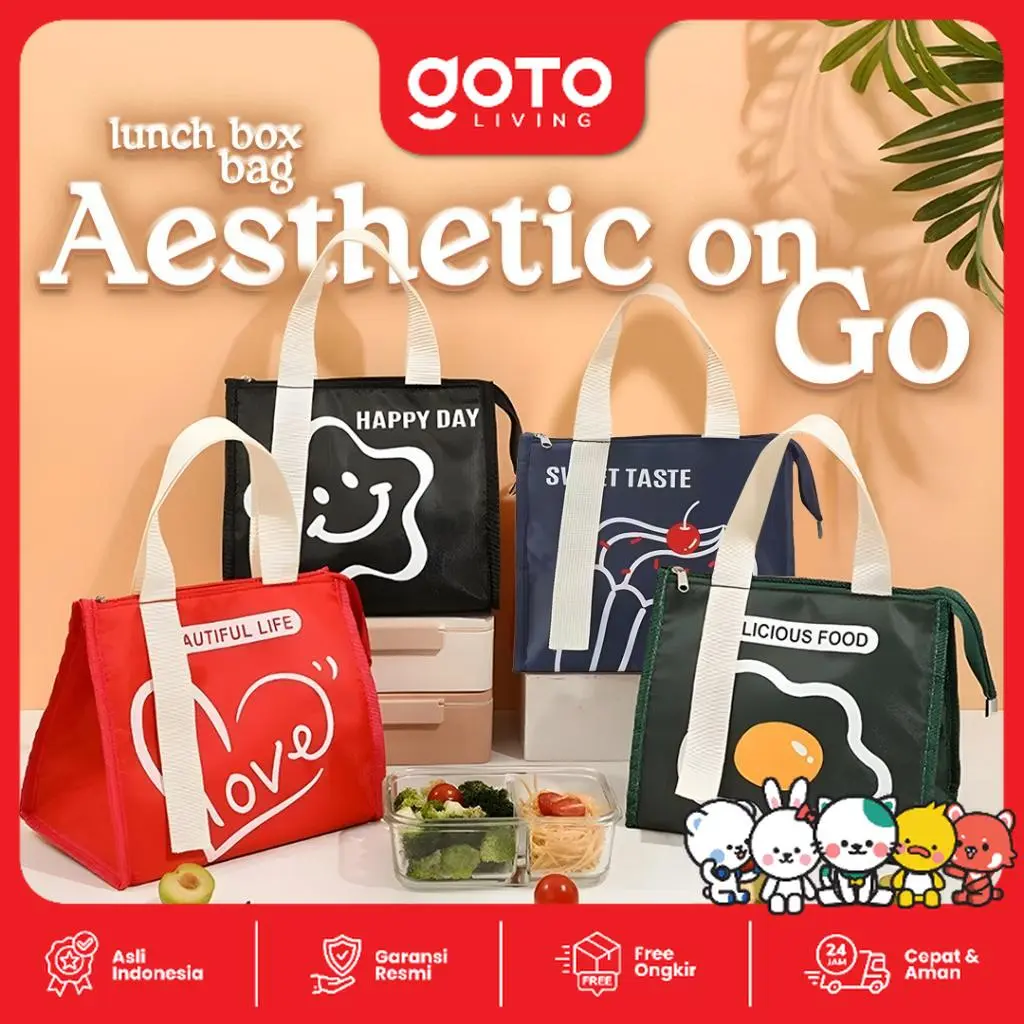 (Promo Special) Goto [COD] Sunny Lunch Box Bag Alumunium Foil Tas Bekal Makanan Anak Sekolah