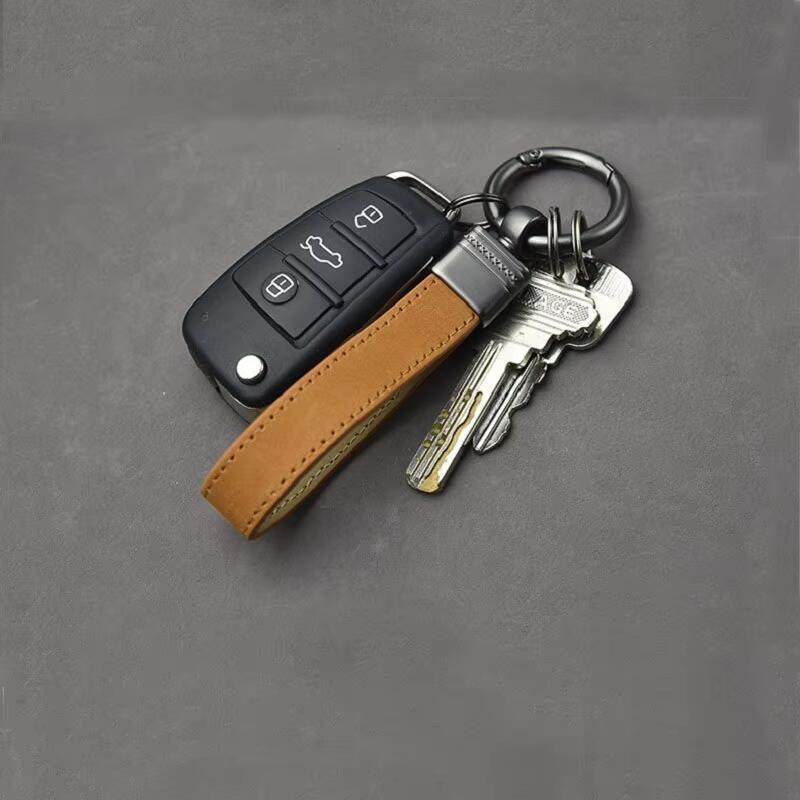 Product Introduction of Genuine Keychain Top-end Business Gift For Man Good Quality Black Brown Real Leather Car Keyholder Key Chain 11
