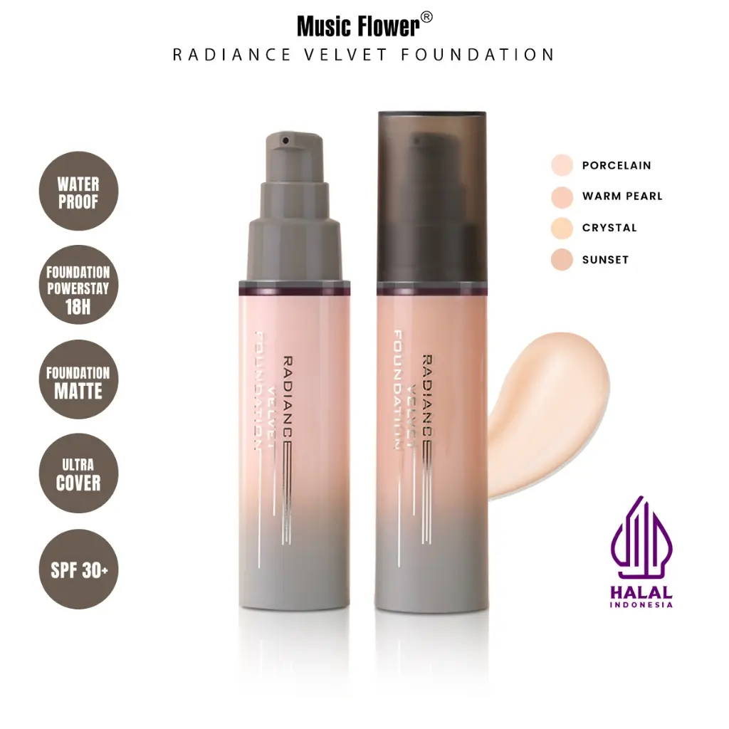 Music Flower Radiance Velvet Liquid Foundation Powerstay 18H Matte Base Weightless Full Coverage Concealer Ultra Cover