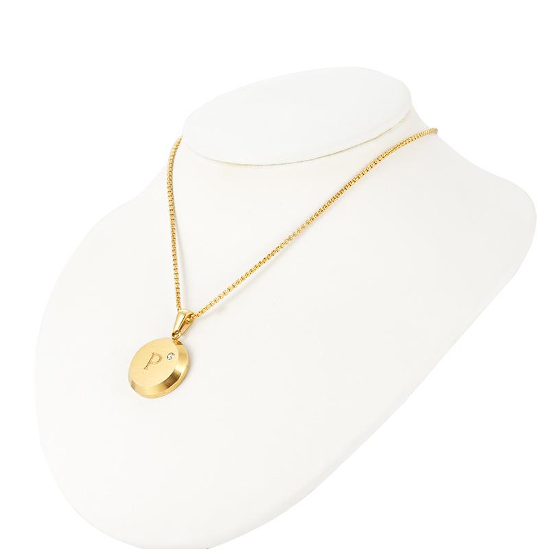 Product Introduction of INS Stainless Steel 26 Beaded Letter-Printing Necklace Female 18K European and American round Simple English Titanium Steel Pendant Jewelry 6
