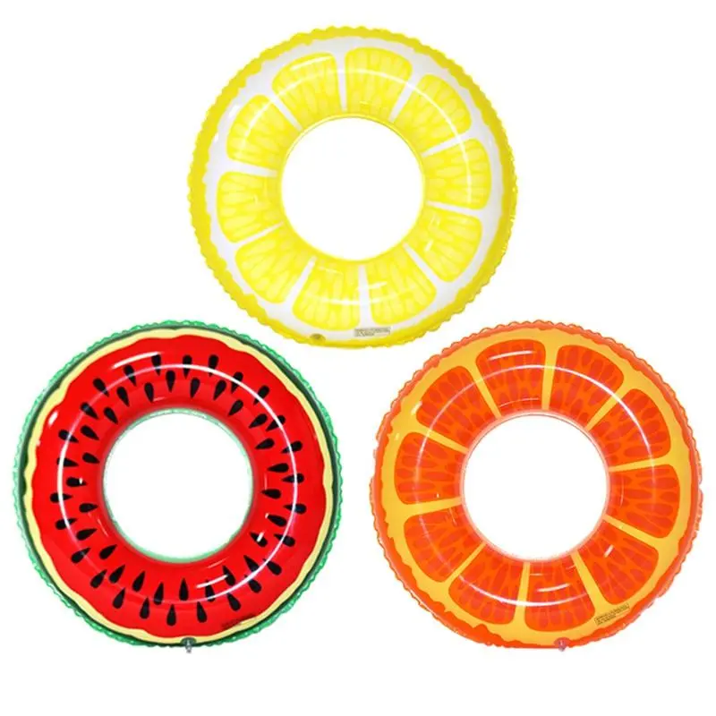 Fruit Pattern Swimming Ring, 3 Counts/set Inflatable Swimming Ring, Swimming Float for Adults, Water Sports Equipment for Home Outdoor Swimming Pool Beach 2