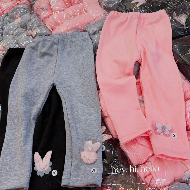 (7-34kg) set 3 quần leging dài và ngố bé gái zip mềm gắn nơ 4