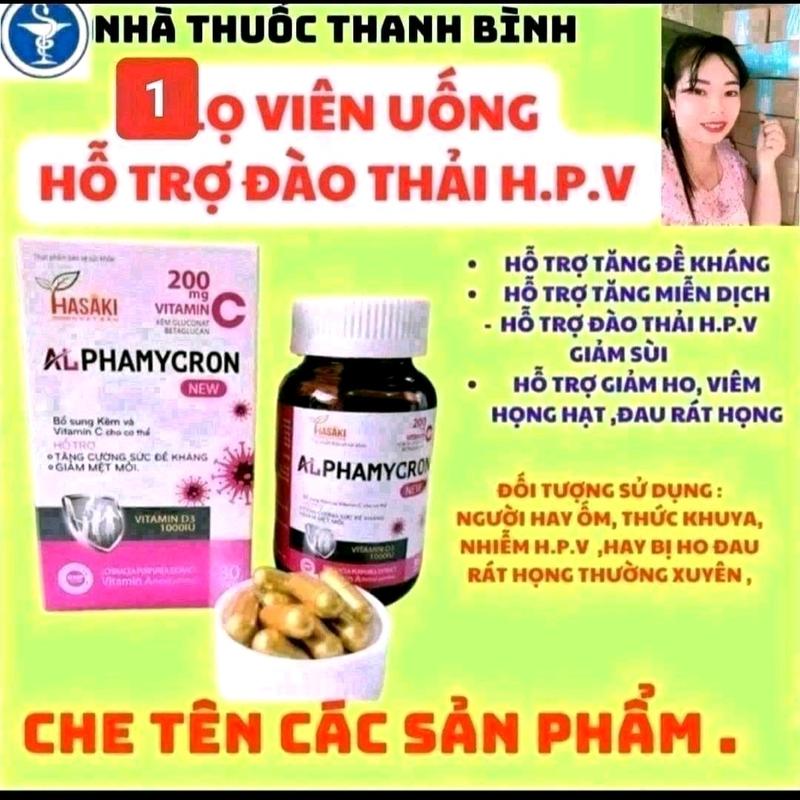 viên uống ALPHAMYCRON HỖ TRỢ TĂNG ĐỀ KHÁNG TĂNG MIỄN DỊCH ĐÀO THẢI HPV MỘT HỘP 30 VIÊN