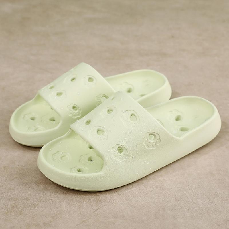 Product Introduction of Fashion Cat Paw EVA Couple Slippers Anti Slip Open-toe Cartoon Slippers Hollow Out Shoes Platform Flip Flops Bathroom 24