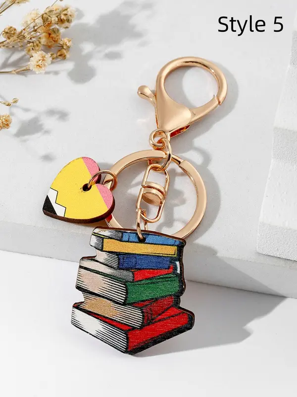 Creative Heart & Slogan Design Keychain, Cute Keychain for Teacher, Keychain Bag Pendant, Charms Car Keychain Accessories As Gift for School 6