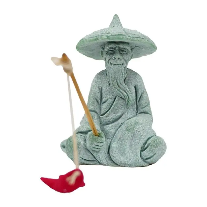 Fisherman Statue Decoration Craft, Creative Sitting Fisherman Statue with Fishing Rod, Home Decor Ornament for Living Room Bedroom Garden Pond 0