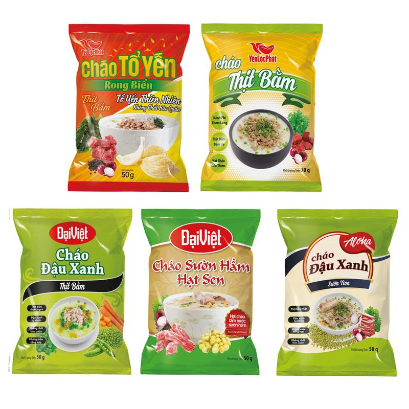 Thùng 30 gói cháo ăn liền cho bé, 5 vị, mỗi vị 6 gói các loại tổ yến rong biển, thịt bằm, đậu xanh thịt bằm, hạt sen, đậu xanh sườn non
