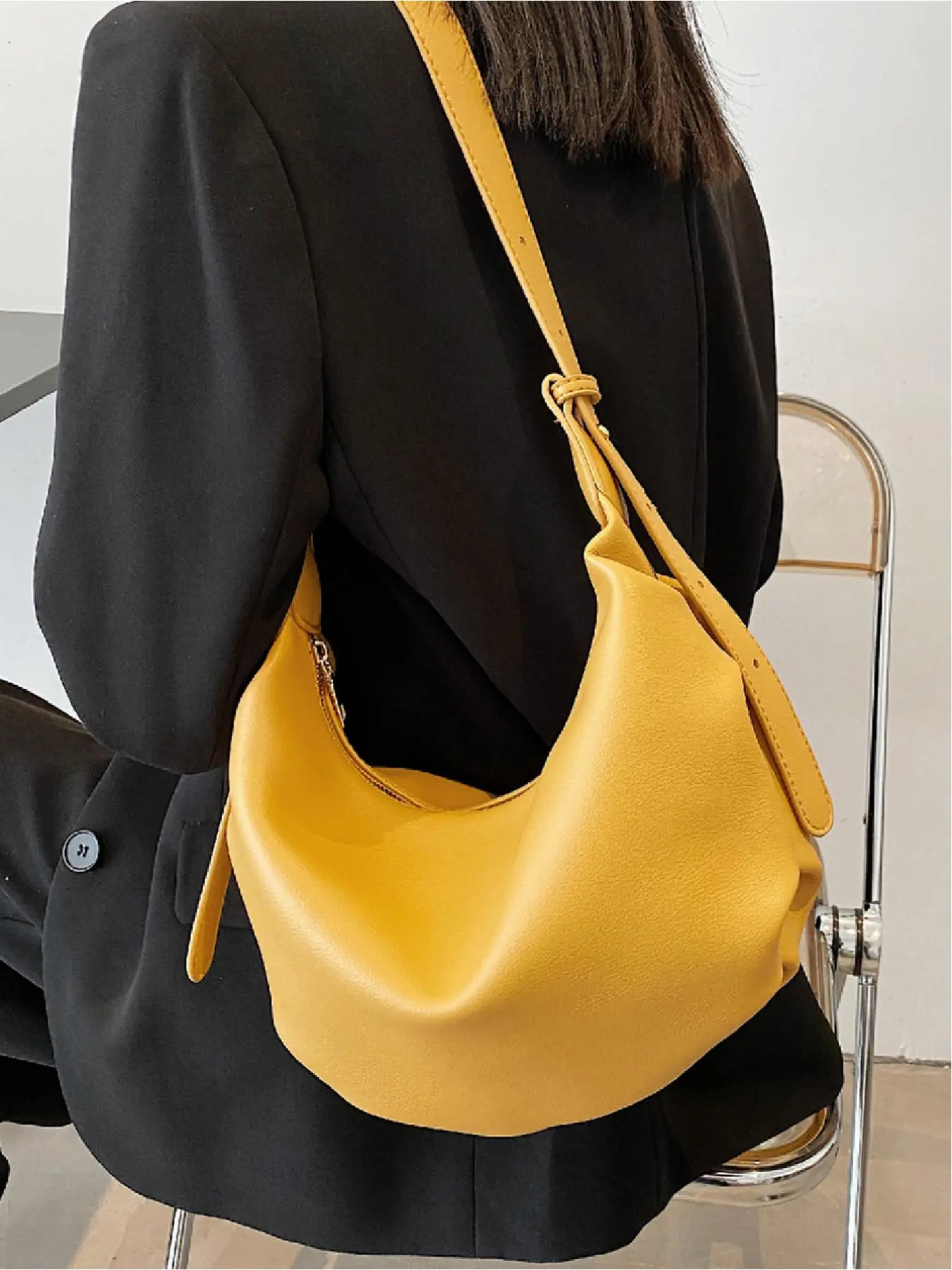 Women's Solid Color Shoulder Bag, Fashionable PU Leather Crossbody Bag for Daily Used, Casual Trendy Versatile High-quality Daily Commuting Bag