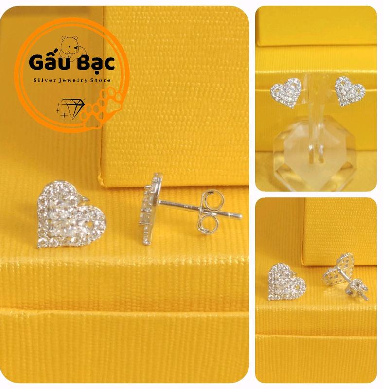Bông tim đá tấm vuông đuôi đẩy bạc cao cấp xikim- Gấu bạc 1