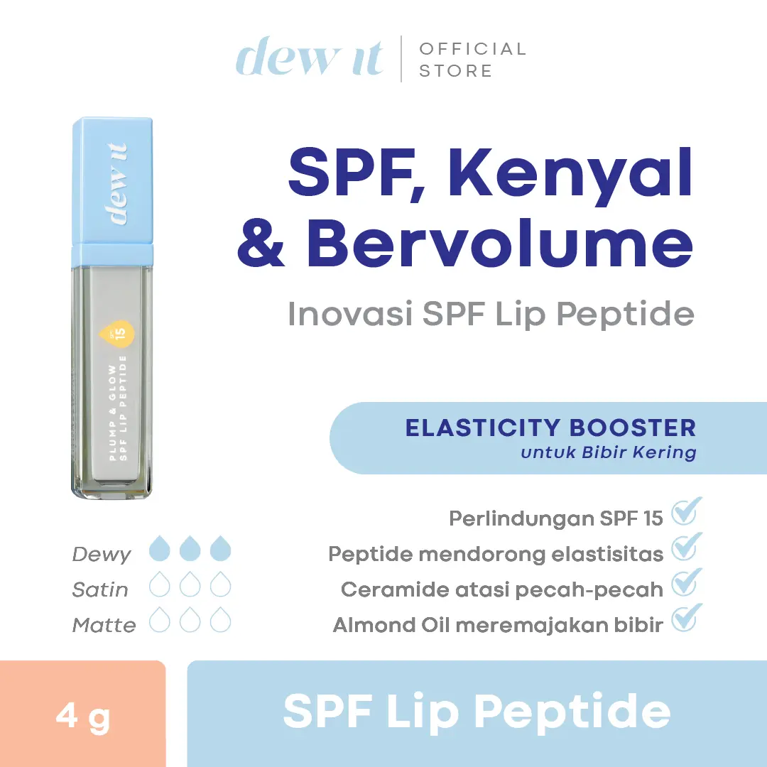 Dew It Plump & Glow SPF 15 Lip Peptide Dewy You | Bibir Terlindungi