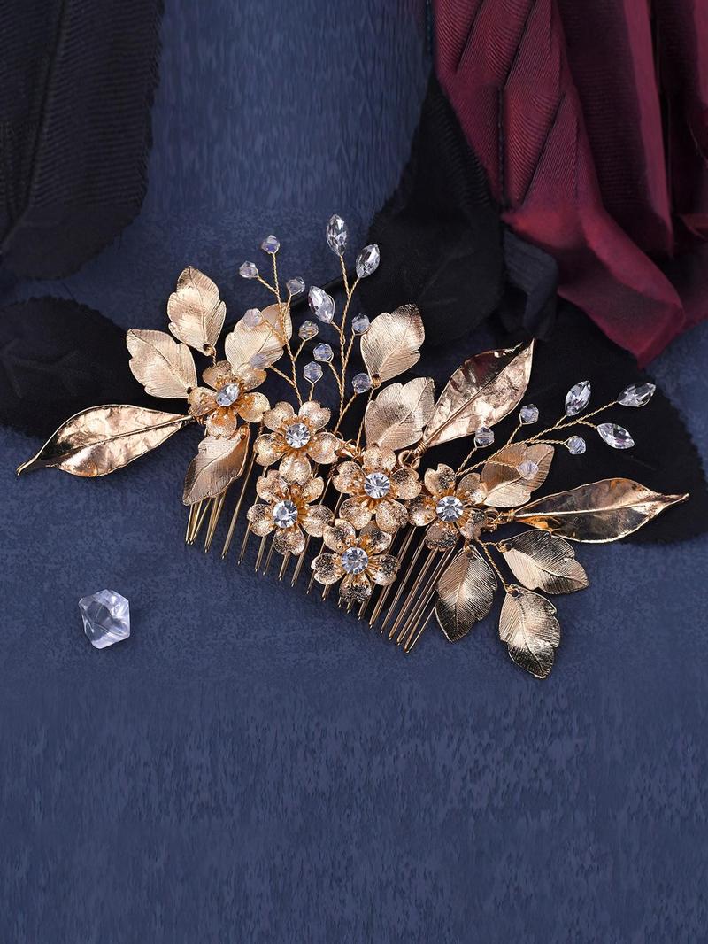 Product Introduction of Elegant Style Artificial Crystal & Flower & Leaf Design Hair Pin,  Exquisite Trendy Hair Pin, Chic Hair Accessories for Wedding Banquet  Party 15