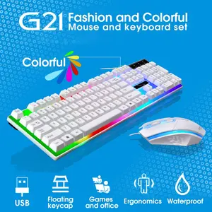G12 Keyboard Gaming Set dengan RGB LED, Mechanical, Waterproof, 104 Tombol, 1000 DPI, USB, Cocok untuk PC & HP, Peralatan Gaming Terbaik Mouse Button