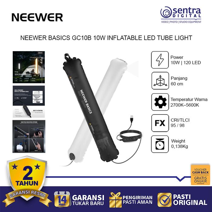 Gambar NEEWER BASICS GC10B Professional 10W Inflatable LED Tube Light (X01) dari Sentra Digital Kota Administrasi Jakarta Barat Tokopedia