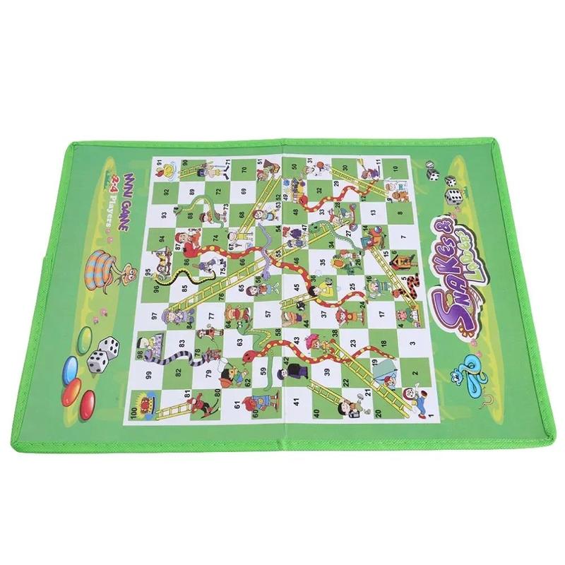 Product Introduction of Hot 1 Set Snake Ladder Educational Kids Children Toys Interesting Board Game Set Portable Flying Chess Board Family Board Game 6