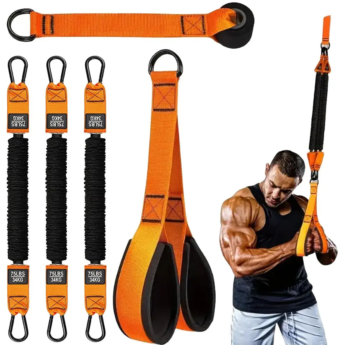 Adjustable Resistance Training Equipment, Resistance Band, Suitable for Deltoid Push, Face Pull, Bicep Curl and Training Arms, Home Gym Kit