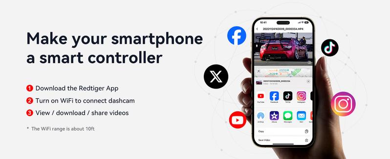 Product Introduction of REDTIGER F7N 4K Dual Dash Cam with 64GB Card, Built-in WiFi GPS Front 4K/2.5K Rear 1080P Car Dual Dash Cam, 3.2inch Screens, 170° Wide Angle, Parking Monitoring, Supports 256GB M. ax 2