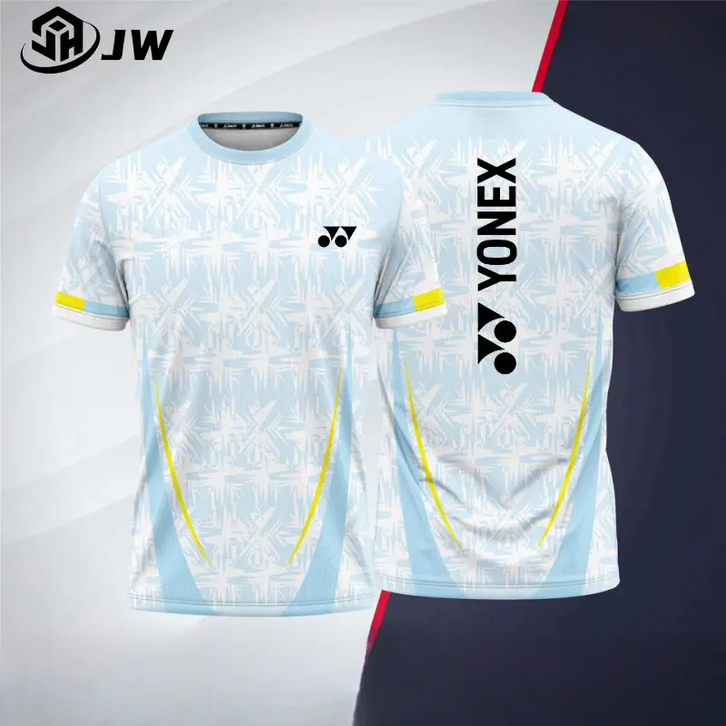 Áo Thi Đấu Cầu Lông, Yonex, Áo Cầu Lông Dòng Xanh Da Trời, Dập Nổi 3D Toàn Bộ, ngắn Tay, Áo Thun Cầu Lông, Có Thể Tùy Chỉnh Tên Và Logo Miễn Phí, Quần Áo Thể Thao Nam