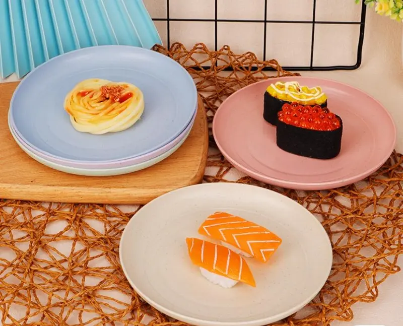 MIISOO Piring Makan Saji Bulat Gandum Wheat Straw Piring Snack Bahan Jerami Gandum Tahan Banting 15cm Mini Plate Kitchenware 4