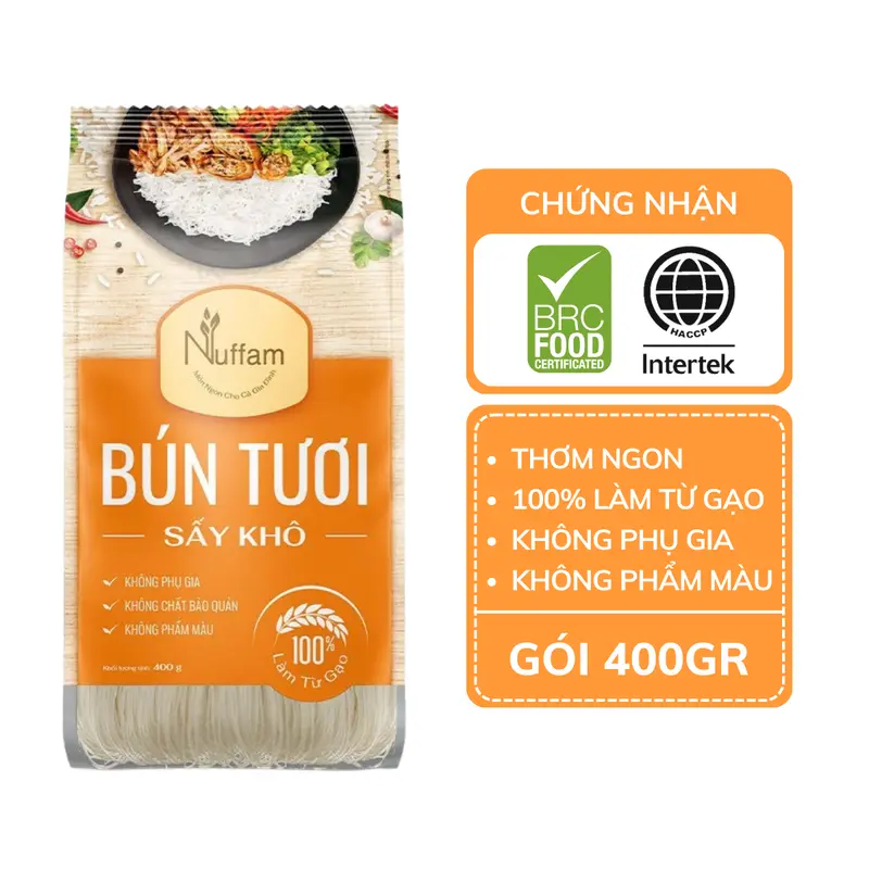 Bún Tươi Sấy Khô 400gr - Chính Hãng Nuffam - Thơm Ngon, Làm Hoàn Toàn Từ Gạo 3