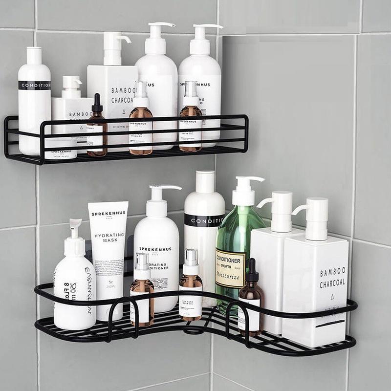 Combo Kệ góc nhà tắm - Kệ đựng gia vị nhà bếp phun sơn tĩnh điện Chi An-dán tường siêu dính trong nhà tắm, nhà bếp tiện dụng