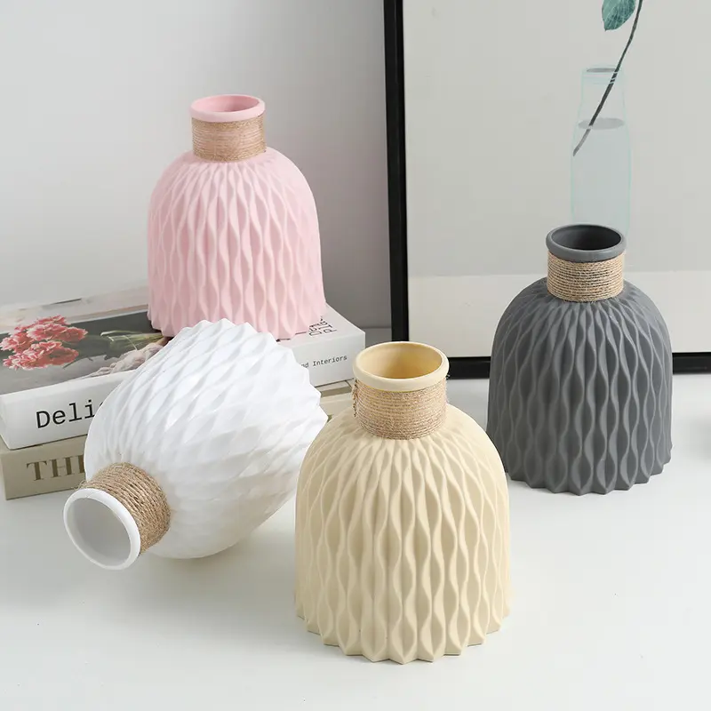 Nordic Style Home Creative Vase, Living Room Decoration Dining Table Ornament, Flower Utensils for Dried Flowers, Plastic Vase