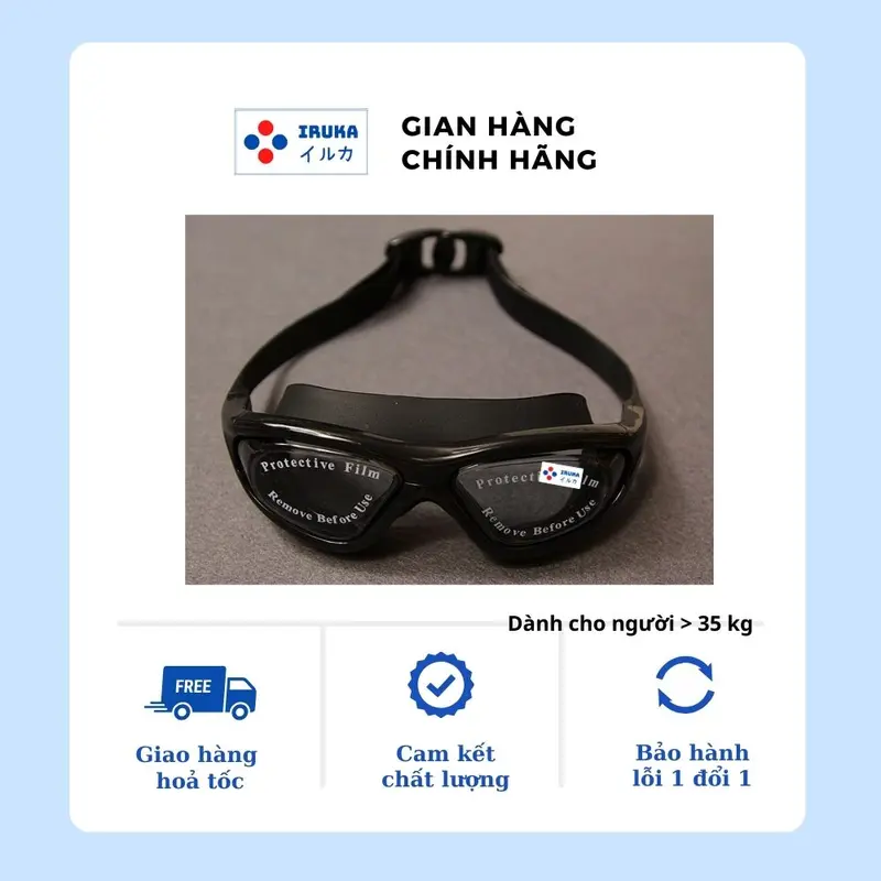 [Giảm 40%] M13 KÍNH BƠI CẬN CAO CẤP Iruka chống nước người lớn từ 35kg, màu đen, chống mờ sương, chống nước, chống tia UV 4