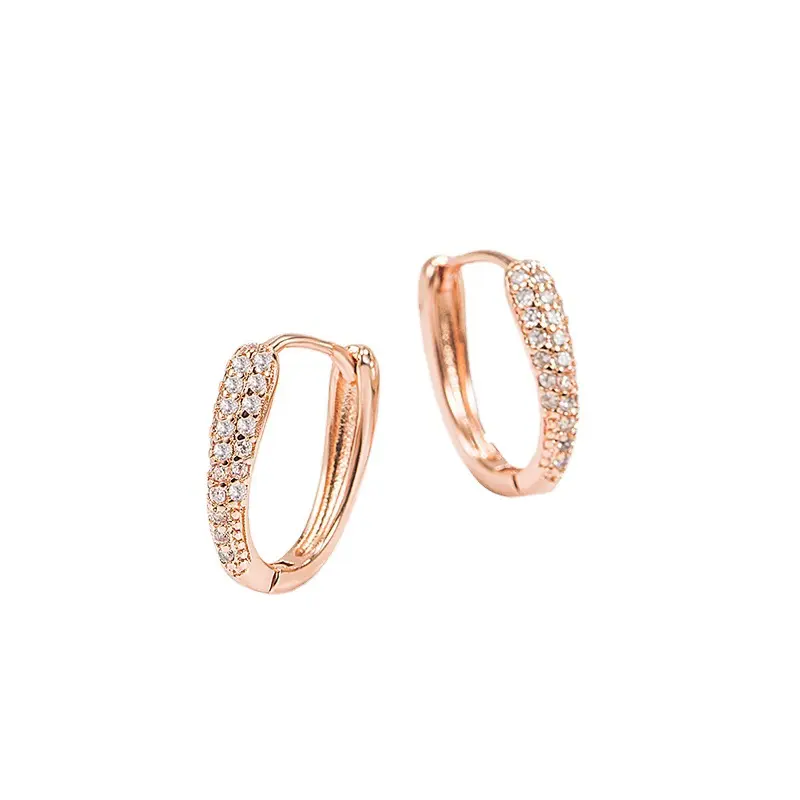 Luxe & Luster Jewelry Khuyên Tai Tròn Zircon, Vàng Hồng, Trang Sức Đồng Thau, Trang Sức Nữ, Thiết Kế Độc Đáo Cao Cấp, Tinh Tế, Thanh Lịch, Dễ Phối Đồ, Phong Cách Hàn Quốc 4