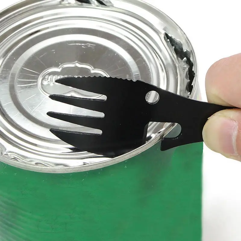 5 in 1 Camping Fork Spoon with Bottle Opener, 1 Count Portable Multifunctional Tool, Stainless Steel Utensils for Camping, Hiking & Survival 4