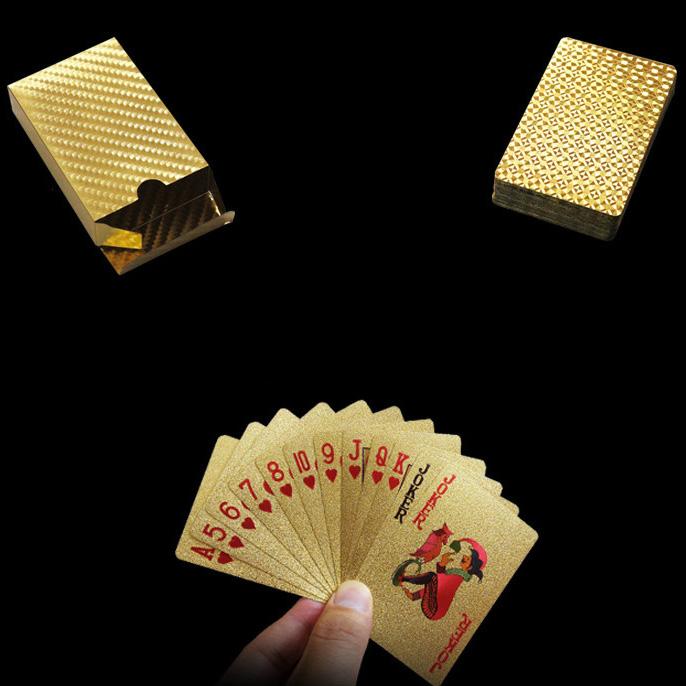 Kartu Permainan Remi Emas Lapisan Gold Foil Motif Grid Dollar Mewah Elegan Kertas Card Games Toys 2