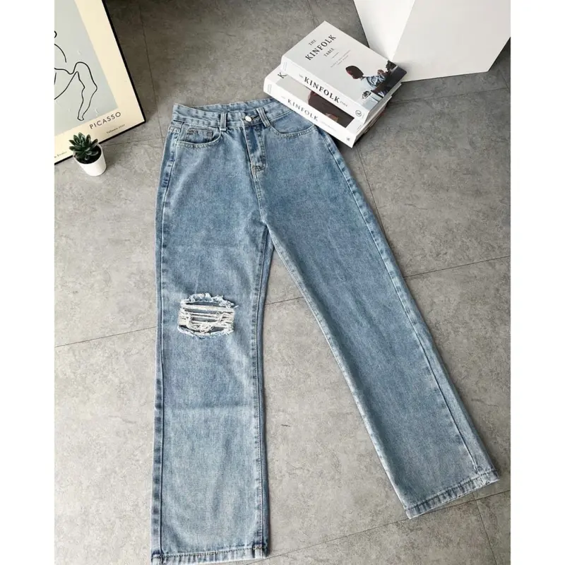 MISU STORE - Celana Kulot Jeans Sobek - Celana Kulot Loose Jeans Destoy Vania - Kulot Jeans Ripped Jeans TGH 4