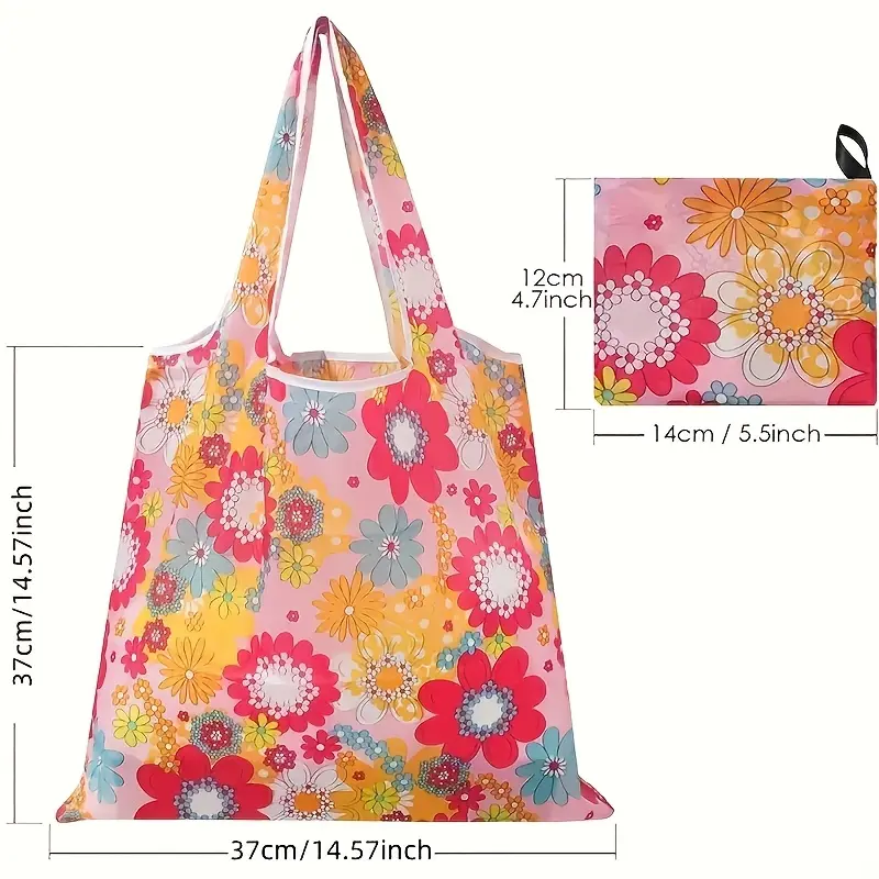 [10pcs Reusable Bag] 10pcs Large Waterproof Nylon Reusable Shopping Bag With Handles |   Foldable Shopping Bag, Daily Storage For Women's Daily Storage Of Groceries And Shopping Items 4