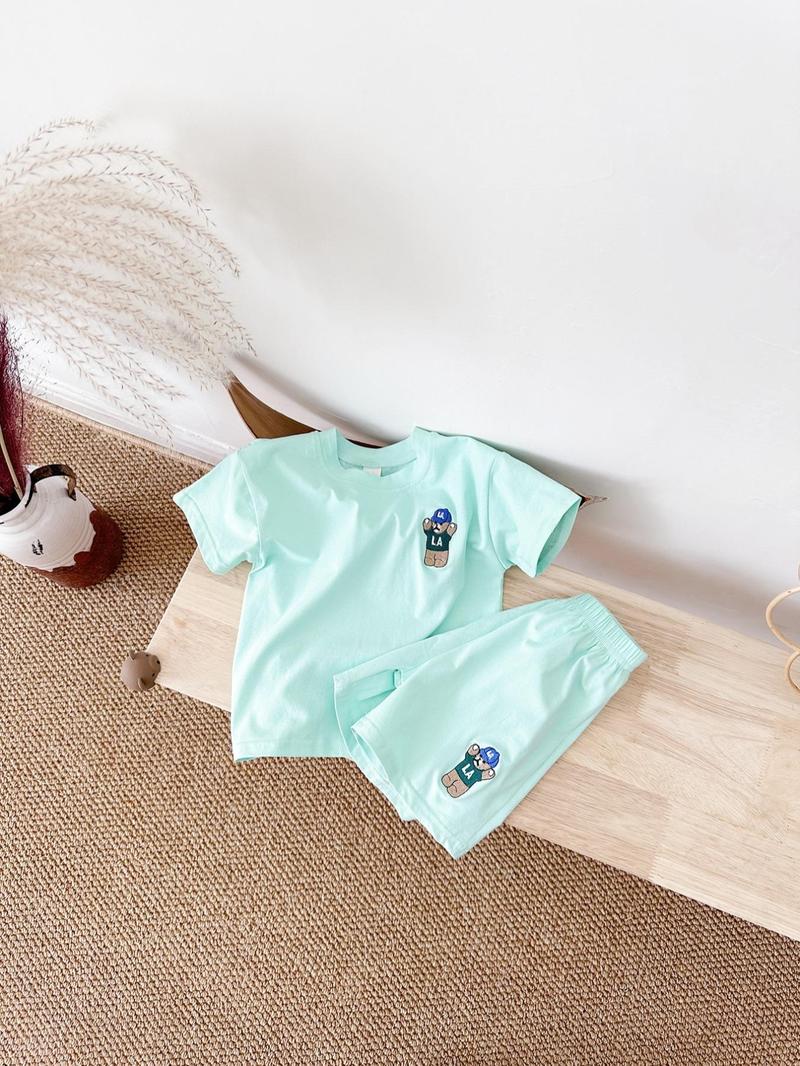 Product Introduction of Baby's Cartoon Embroidery Short Sleeve Tee & Elastic Waist Shorts Two-piece Set, Casual Summer Outfits Clothes for Infant Toddler Kids, Newborn Baby Gifts 8