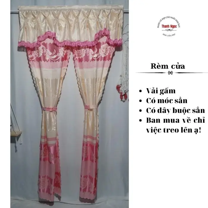 Rèm Cửa [Xã kho do còn lẻ mẫu] Vải Gấm Có Dập Biên Hoa Hai Tầng