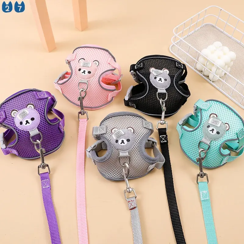 Bộ Dây Đai nịt và dây xích cho mèo chống thoát, Thích hợp cho chó và chó Con có thể Điều Chỉnh bằng lưới, Dây xích dẫn đi bộ cho thú cưng, Thích hợp cho chó Nhỏ và mèo, với thiết kế 27 thú cưng 0
