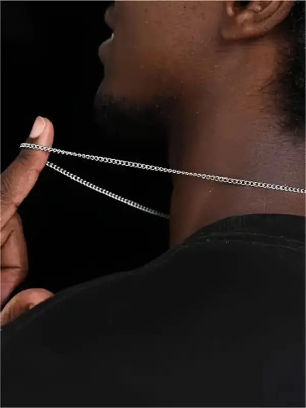Simple Matching Chain Necklace, Men's Accessories, Stainless Steel Minimalist Necklace Jewelry for Party, Daily Clothing Decor, Classic Fashion Accessories for Daily Wear, Necklaces Men, Performative Jewelry Men 2