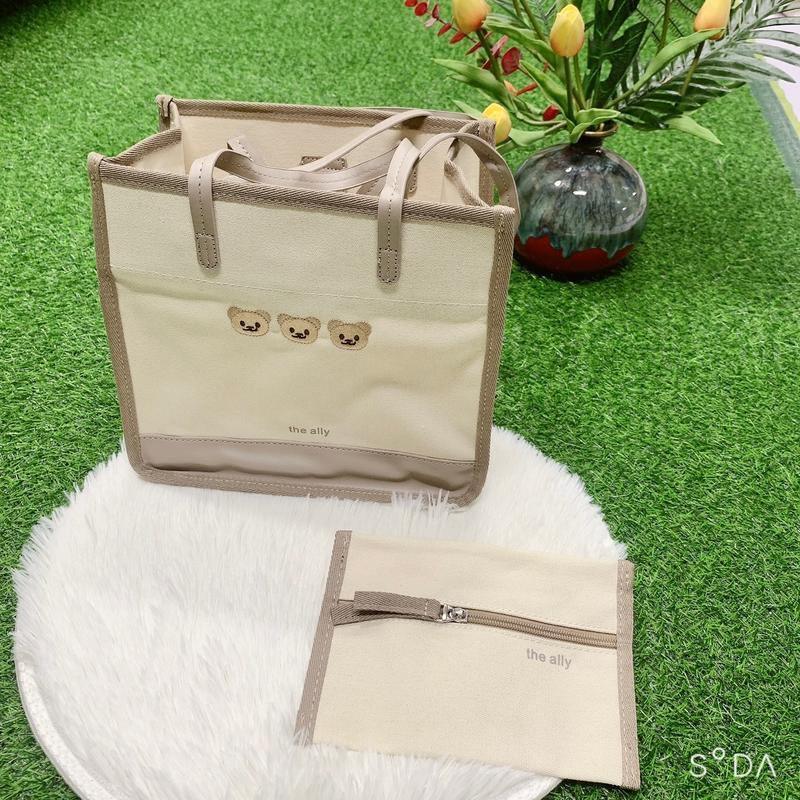 túi xách bỉm sữa phong cách Hàn The Ally kèm ví Cho Bé Kem