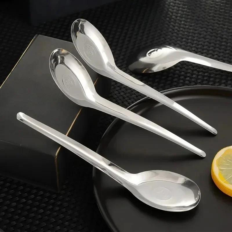 1/5Pcs Stainless Steel Flat Bottom Soup Spoons Silver Color Polished Home Kitchen Tableware Food Rice Dessert Spoon Household Supplie 2