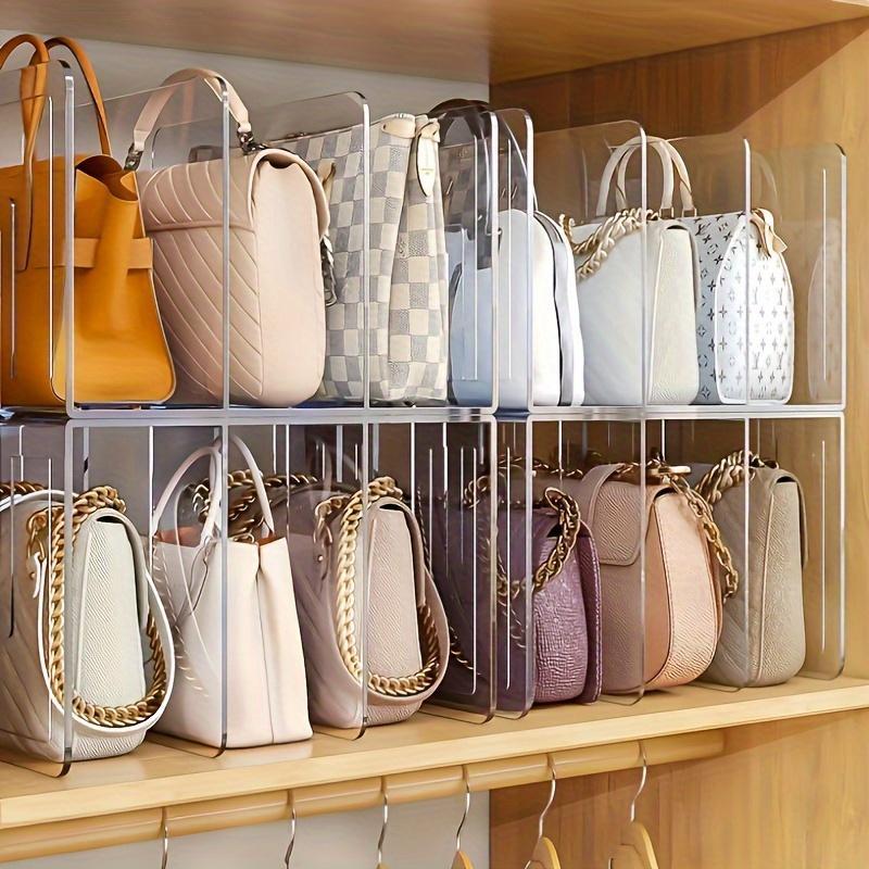 Transparent Handbag Storage Rack, 2 Counts/set 4 Compartment Handbag Organizer, Durable Bag Storage Rack for Closet, Home Organizer for Bedroom 5