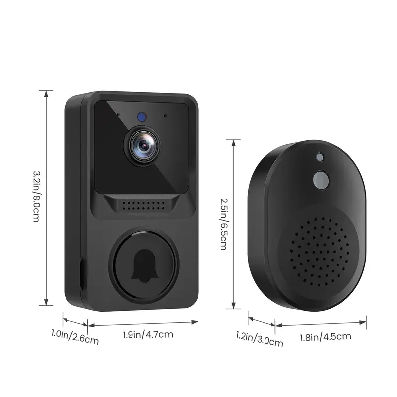 Modern Smart Wireless Doorbell Camera, Outdoor Camera Doorbell with Chime Included, 2-way Audio, Night-Vision, Cloud Storage Service, 2.4G Wi-Fi, Live View, Wireless Video Doorbell, Home Security System, Wifi Smart Doorbell 1