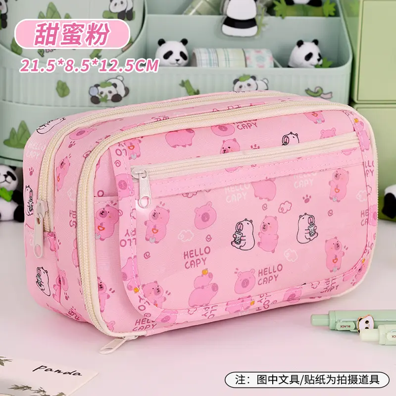 Hộp đựng bút Hello Kitty, Loopy hồng, Capybara dung tích lớn nhiều ngăn, túi bút đa năng, thiết kế dễ thương phù hợp cho học sinh sinh viên 6