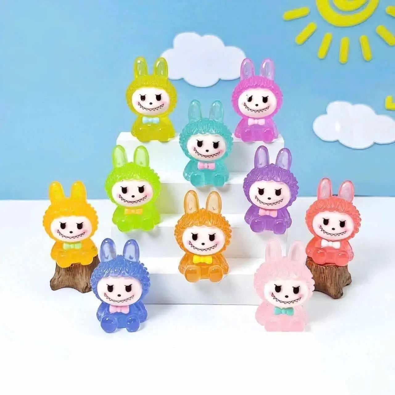 (SIZE LỚN) COMBO 10 ( tặng 2 ) TÚI MÙ CHARM LABUBU DẠ QUANG PHÁT SÁNG, TƯỢNG MIN TRANG TRÍ BÀN LÀM VIỆC, BÀN HỌC