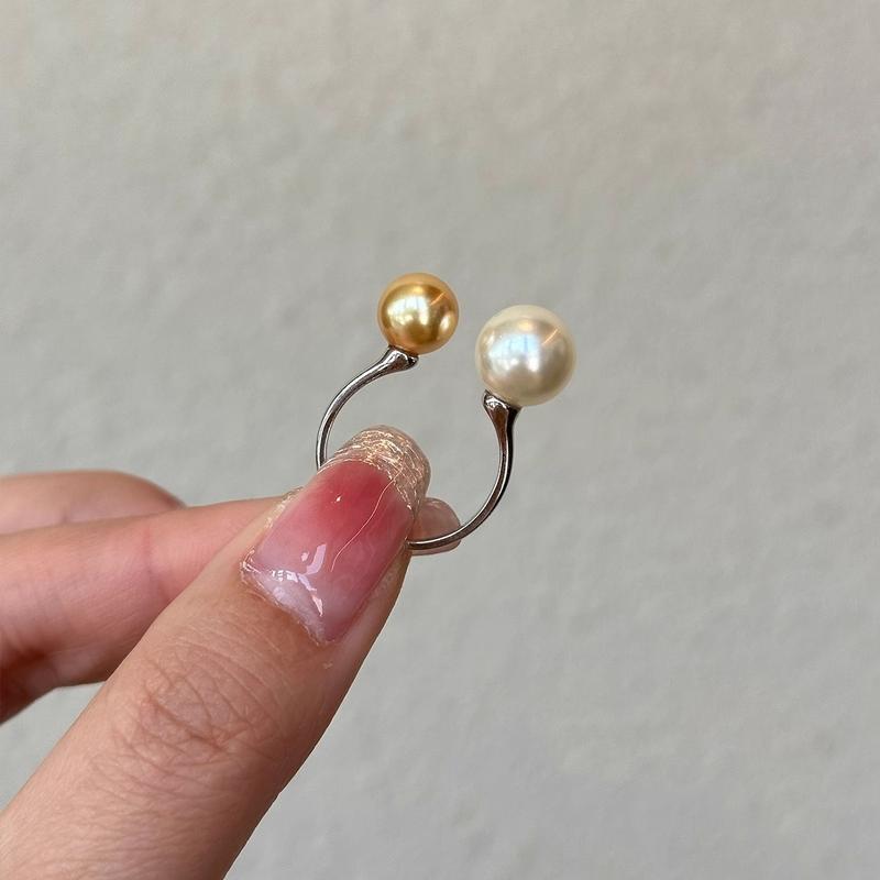 Nhẫn Ngọc Trai Tahiti, Tròn Hoàn Hảo, Màu Trắng Ấm Áp, Lớn Và Nhỏ, Bạc Sterling S925, Dành Cho Phụ Nữ, Thời Trang Và Thanh Lịch, Nhẫn Ngọc Trai Đôi Đơn Giản 4
