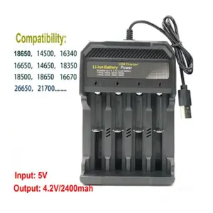 Fast Charger Baterai Battery 4 Slot USB 4.2V 2A 18650 AA AAA MS-5D84A