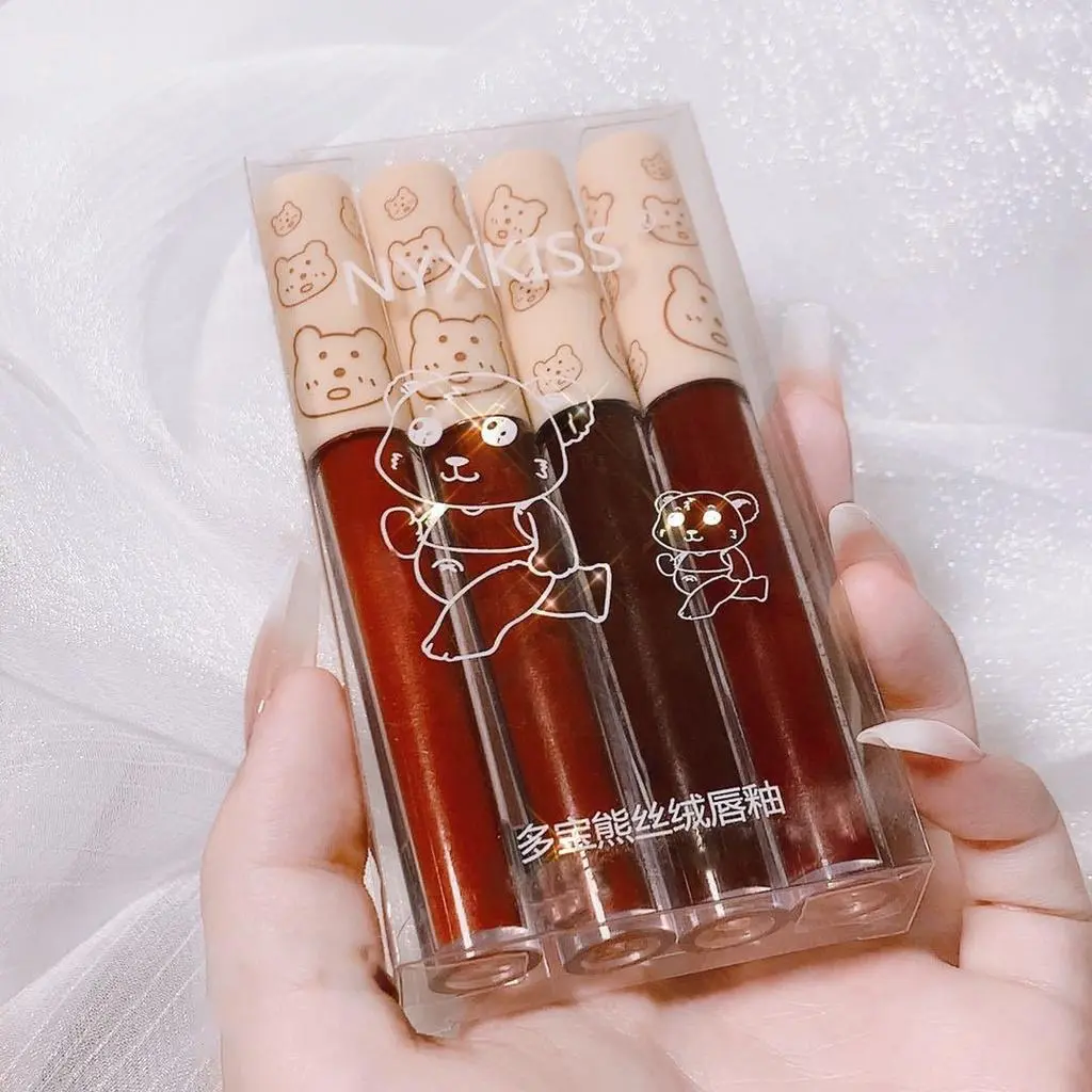 Bộ Son Kem Lì 4 Cái, Dưỡng Ẩm, Lâu Trôi, Son Bóng, Bộ Son Kem Đậm, Son Môi Xăm, Son Kem Dạng Lỏng, Bộ Trang Điểm Môi