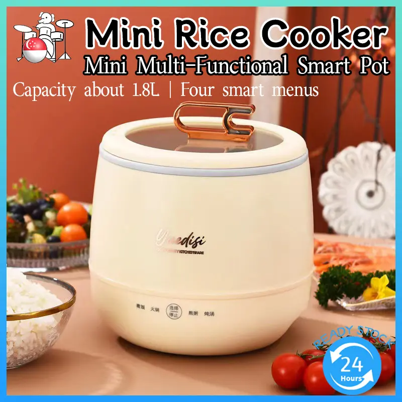 SG[In Stock] 1.8L Mini Rice Cooke Electric Machine Multifunction Operation Simple Kitchen Appliances Portable Home Hot Pot 1-2 People