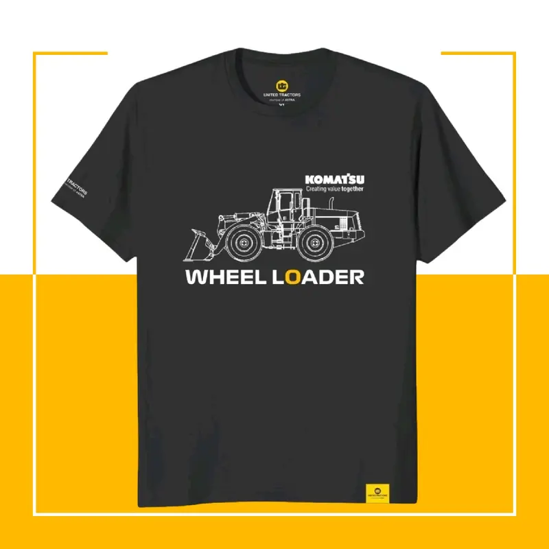 KOMATSU/KAOS SERI 006/KAOS/KAOS KOMATSU/KAOS WHEEL LOADER/WHEEL LOADER/KAOS KOMATSU WHEEL LOADER/KAOS OBLONG/KAOS  SANTAI/KAOS  HITAM/MERCHANDISE/KAOS MERCHANDISE/KAOS  KATUN COMBED/KAOS KATUN 0