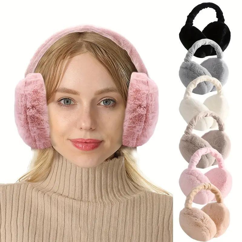 Product Introduction of Solid Color Plush Earmuffs, Soft Ear Warmer, Foldable Ear Muffs, Comfortable Coldproof Earmuffs for Winter Outdoor, Christmas Gift 4