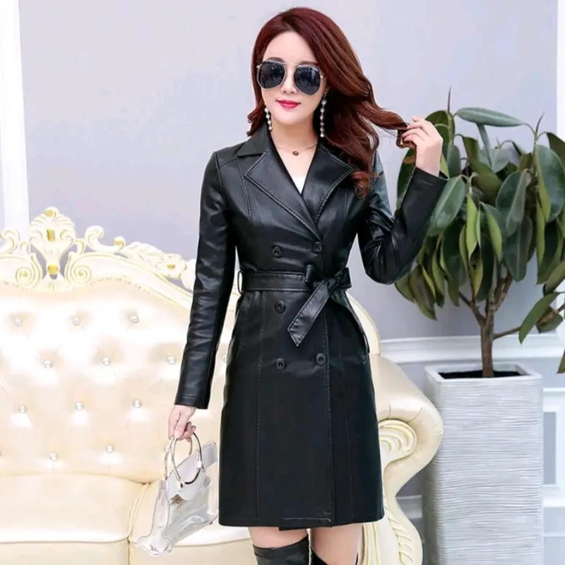 jaket semi kulit wanita/jaket semi jubah wanita/blazer wanita/jaket gaya korea Musim dingin 5