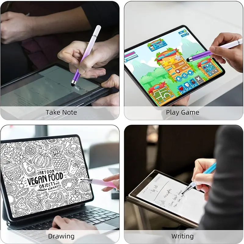 xqxm Stilus Pen Tablet/ Ponsel 2in1 Stylus Layar Sentuh Kapasitif Mikrofiber Universal Warna Gradient Menggambar dan Menulis Pena stylus  pen 2