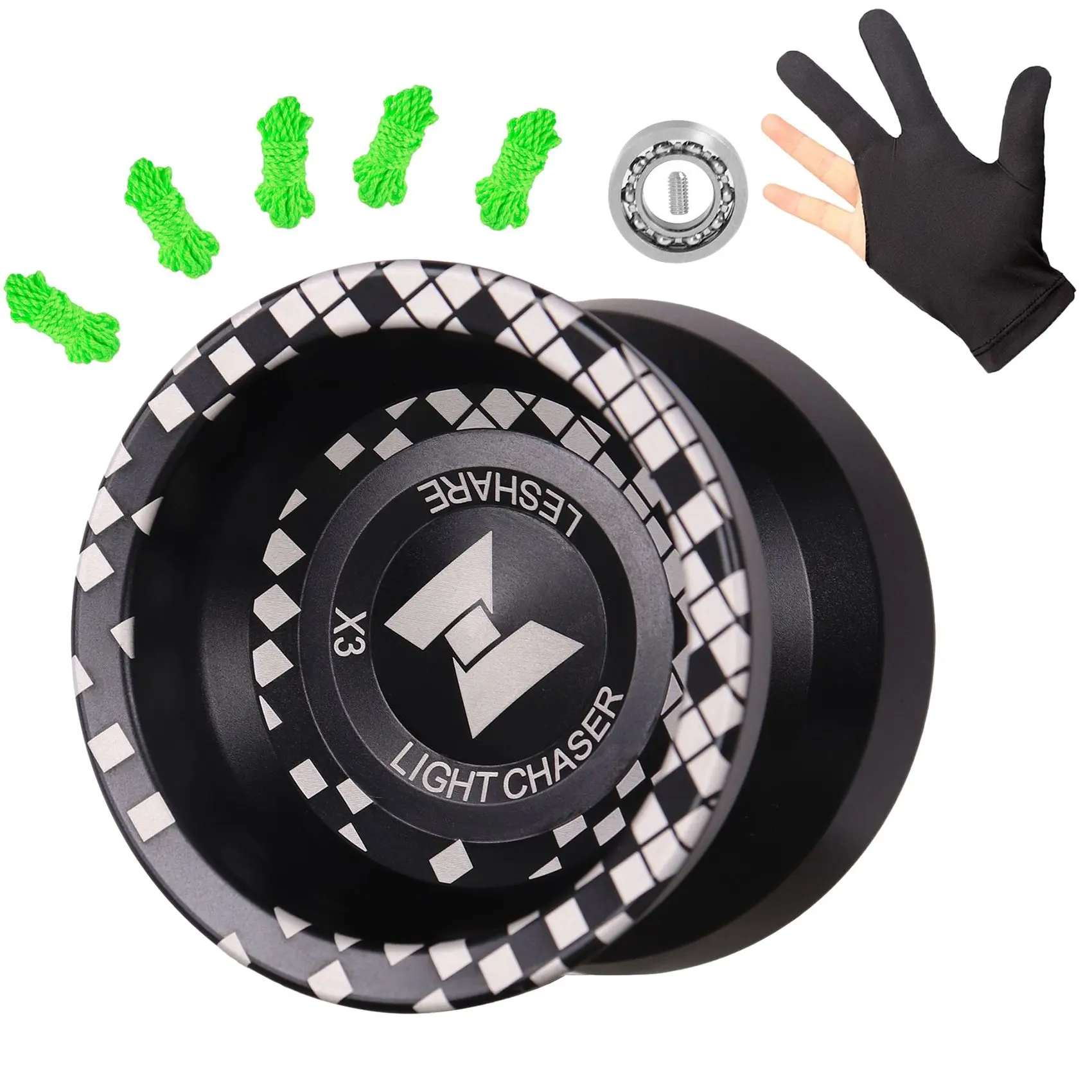 Không đáp ứng ánh sáng CHASER X3 cạnh tranh Yo-Yo, hợp kim Yoyo cho người mới bắt đầu, và thực hành thủ thuật với găng tay và dây Toy Đồ Chơi